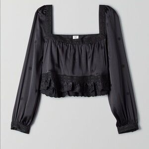 Aritzia Sunday Best Mayday cropped satin blouse
